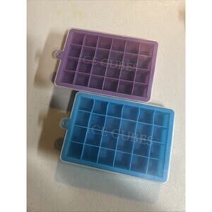 Soft Silicone Ice cube Tray with PP Lid, BPA free 24 - 2 Pack